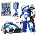 New Metal Cardbot Transforming Car to Robot Action Figures BLUE COP S with Card Transformation Robot Model Toys for Child Gift - Image 5