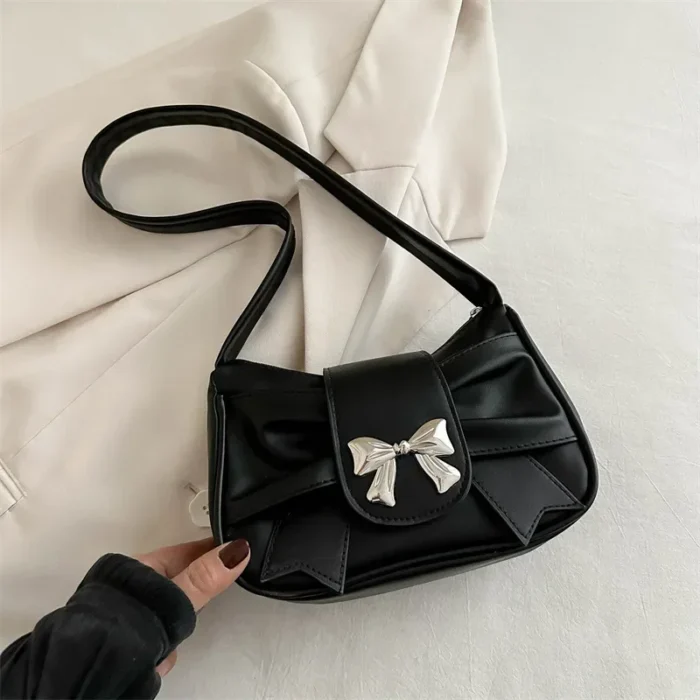 2025Trendy Bow Shoulder Bag Handbag Casual Underarm Bag Daily Commuting Bags PU Leather Lady Banquet Bag Business Women's Bags - Image 1