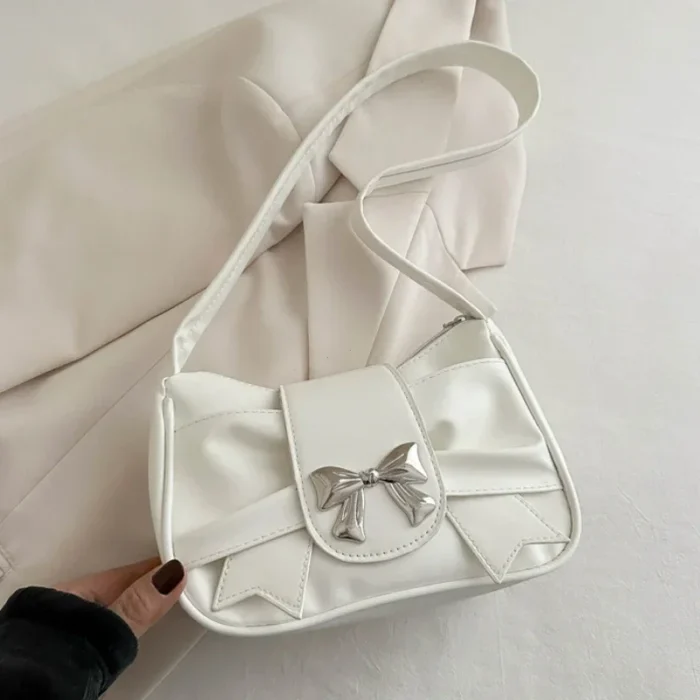 2025Trendy Bow Shoulder Bag Handbag Casual Underarm Bag Daily Commuting Bags PU Leather Lady Banquet Bag Business Women's Bags - Image 3