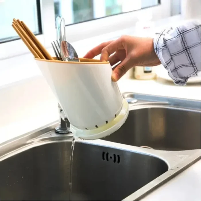 1Pc Kitchen Storage Chopsticks Tube With Drain Plate Tableware Storage Holder Home Kitchen Organizer Rack Chopstick Drain Box - Image 4
