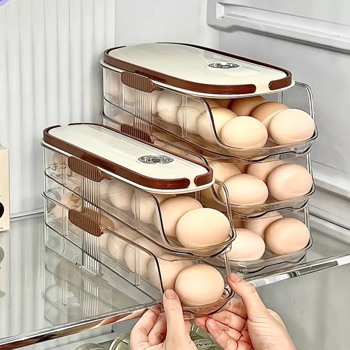 Large-capacity automatic rolling egg organizer home kitchen special preservation egg holder - Image 3
