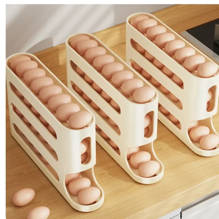 4 Layers Automatic Rolling Egg Holder Rack Fridge Egg Storage Box Container Kitchen Refrigerator Egg Dispenser Fridge Organizer - Image 2