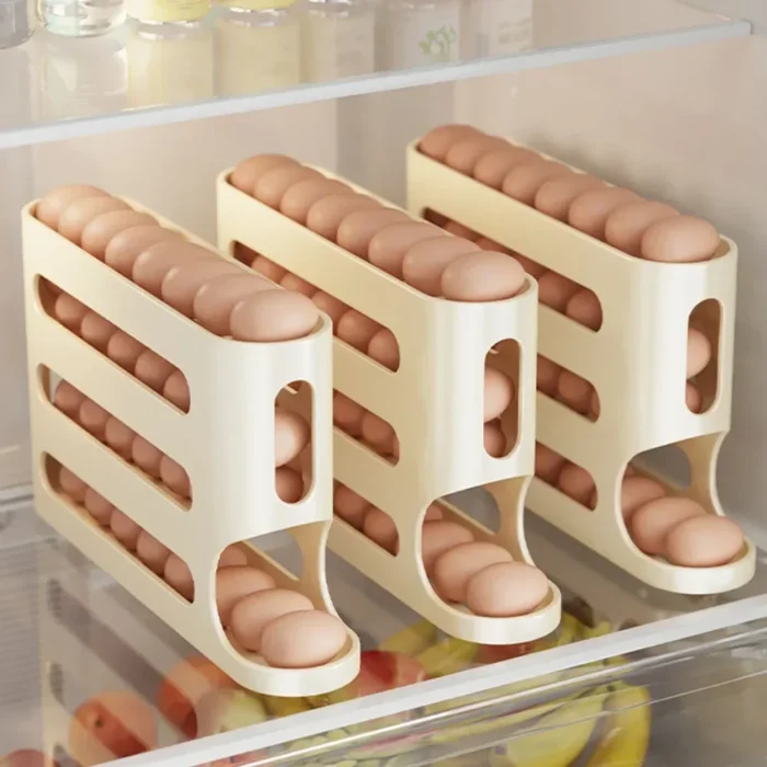 4 Layers Automatic Rolling Egg Holder Rack Fridge Egg Storage Box Container Kitchen Refrigerator Egg Dispenser Fridge Organizer - Image 4