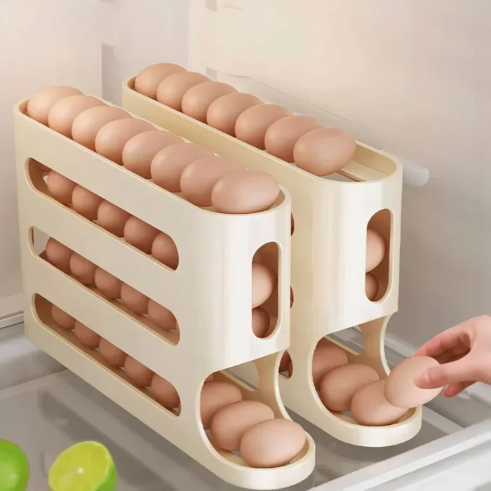 4 Layers Automatic Rolling Egg Holder Rack Fridge Egg Storage Box Container Kitchen Refrigerator Egg Dispenser Fridge Organizer - Image 1