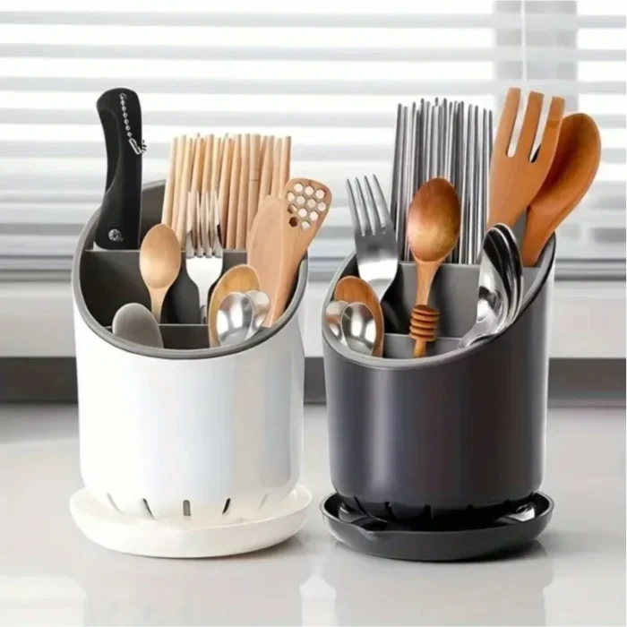 1Pc Kitchen Storage Chopsticks Tube With Drain Plate Tableware Storage Holder Home Kitchen Organizer Rack Chopstick Drain Box - Image 1