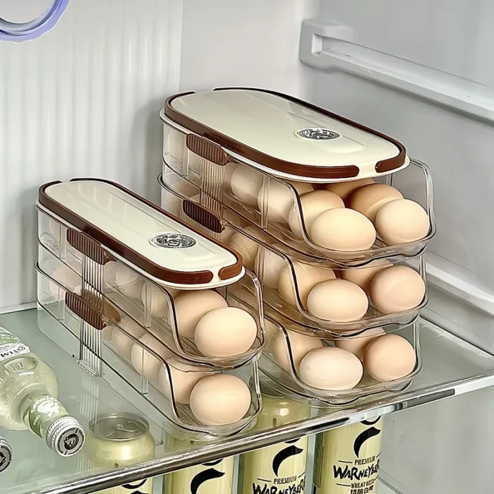 Large-capacity automatic rolling egg organizer home kitchen special preservation egg holder - Image 1