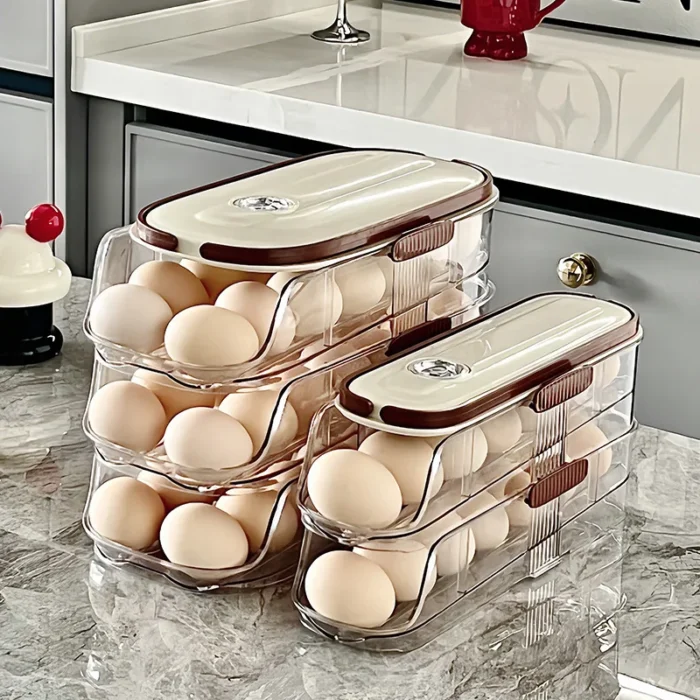 Large-capacity automatic rolling egg organizer home kitchen special preservation egg holder - Image 2