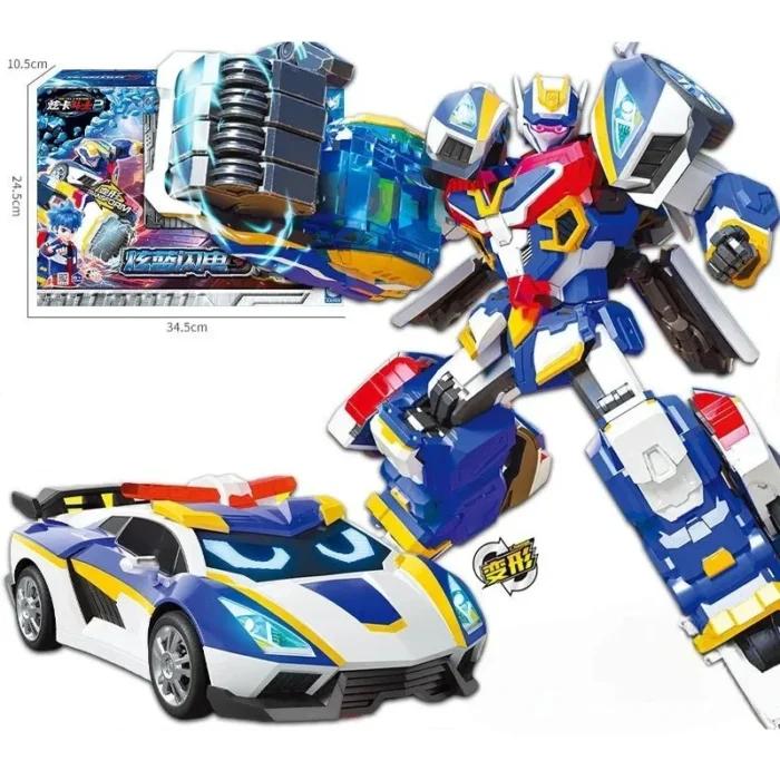 New Metal Cardbot Transforming Car to Robot Action Figures BLUE COP S with Card Transformation Robot Model Toys for Child Gift - Image 3
