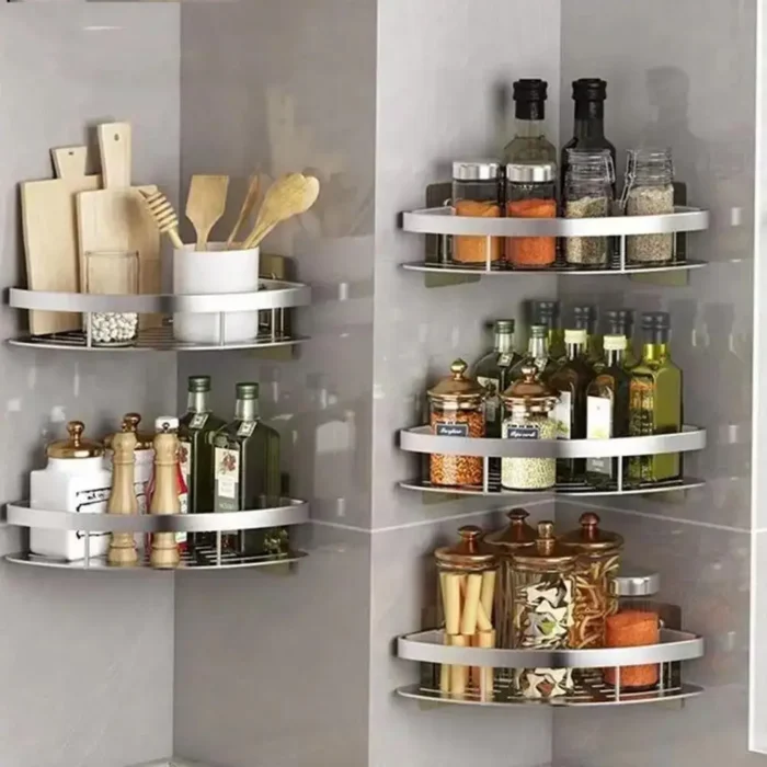 Stainless Steel Tension Mounted Shower Caddy, Wall Corner Shelf for Bathroom Storage,Organizer for Toiletries and Accessories - Image 2