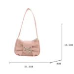 2025Trendy Bow Shoulder Bag Handbag Casual Underarm Bag Daily Commuting Bags PU Leather Lady Banquet Bag Business Women's Bags - Image 6