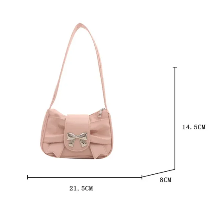 2025Trendy Bow Shoulder Bag Handbag Casual Underarm Bag Daily Commuting Bags PU Leather Lady Banquet Bag Business Women's Bags - Image 6