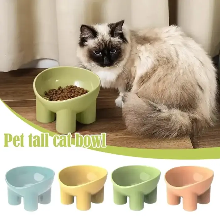 Food Bowl Color Thick Legs High Feet Stable Bowl Grade Food Water Supplies 4-color Dog Food Drop Anti Eat Dish P M1t3 - Image 1