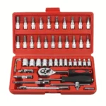 46pcs Car Repair Tool Kit Ratchet Torque Wrench Spanner Screwdriver Socket Set Combo Tools Kit Bicycle Auto Repairing Tool Mech