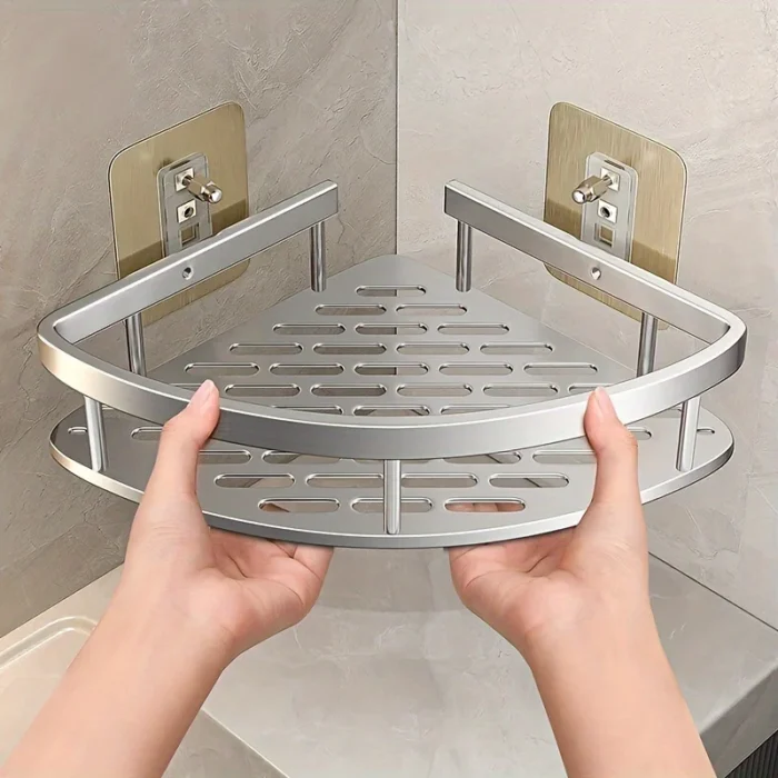 Stainless Steel Tension Mounted Shower Caddy, Wall Corner Shelf for Bathroom Storage,Organizer for Toiletries and Accessories - Image 1